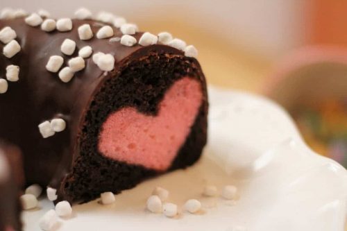Valentine Hot Chocolate Heart Cake