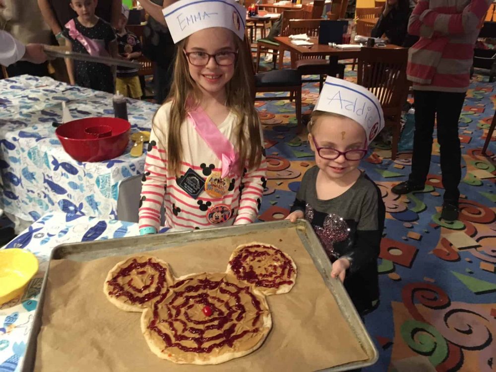 Making a Mickey peanut butter and jelly pizza at PCH Grill at Disneyland