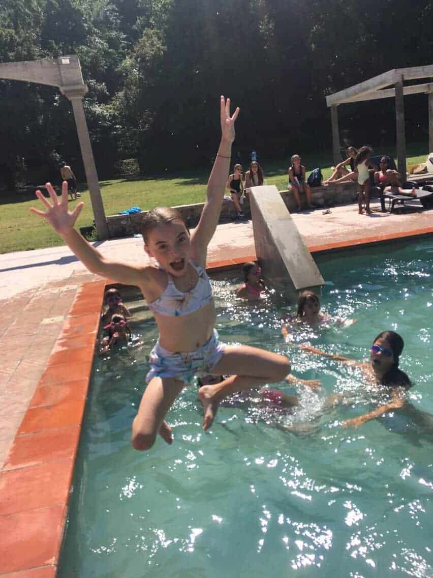 jumping into pool