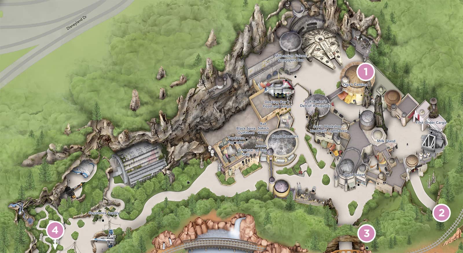 Full map of Star Wars Land (a.k.a, Galaxy's Edge)