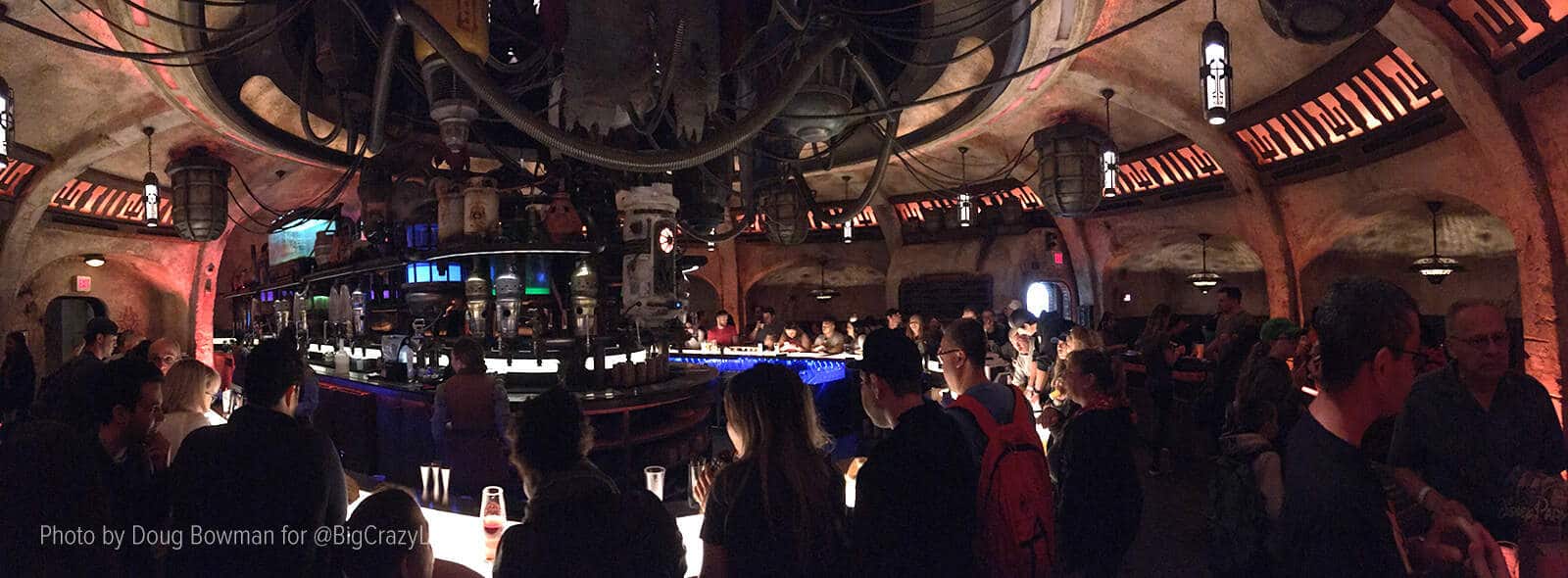 A panoramic shot of the interior of Oga's Cantina