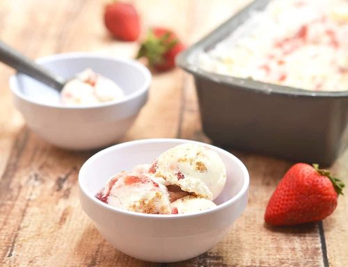 Strawberry swirl cheesecake ice cream.