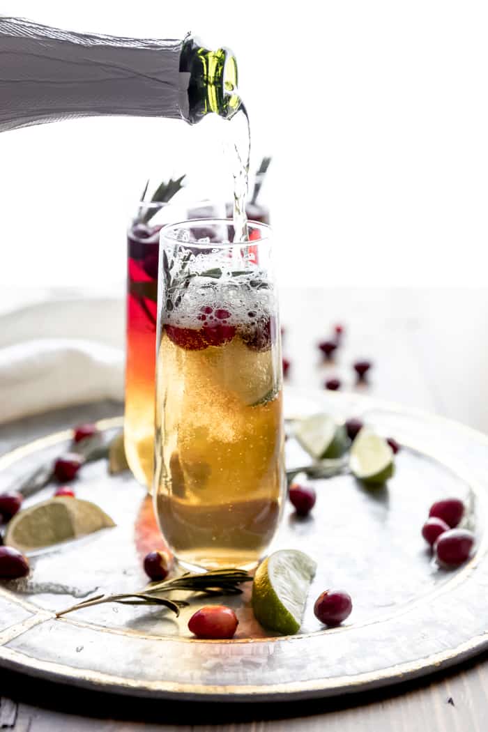 champagne and cranberry cocktail