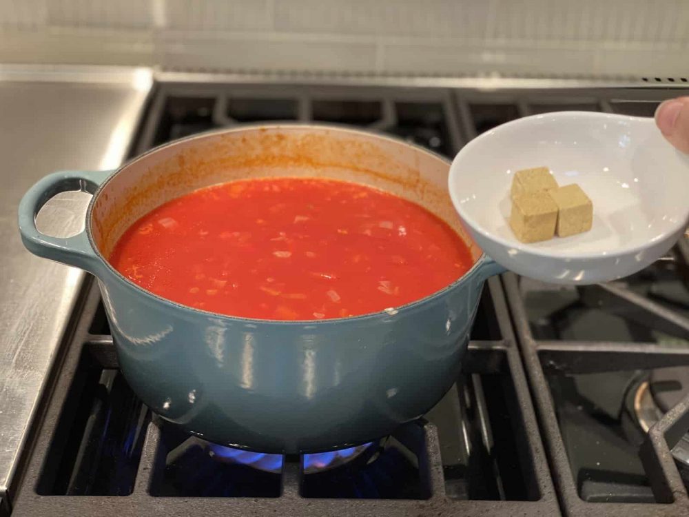 Adding stock to soup