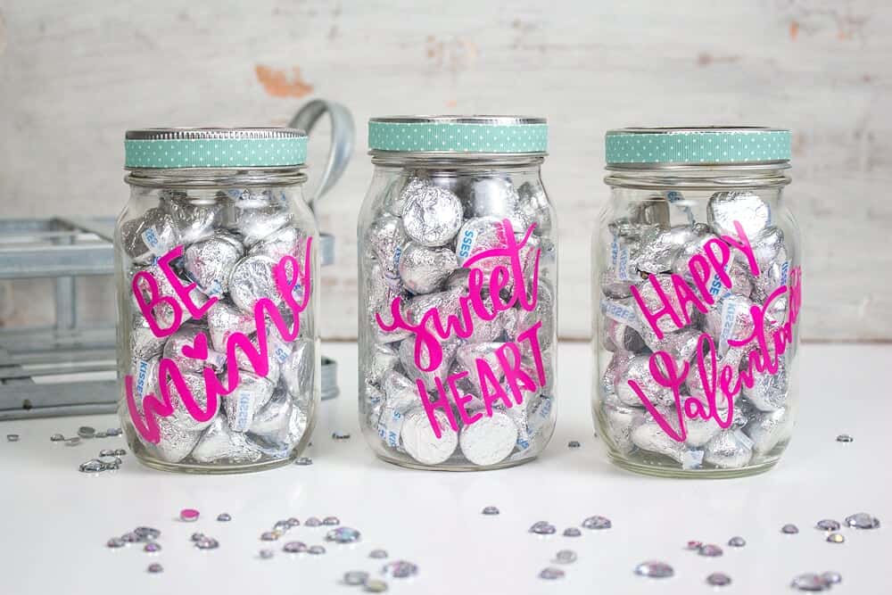 Download Cricut Diy Pink And Silver Valentines Treat Jar With Hand Lettered Svg Bigcrazylife