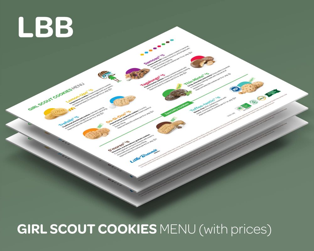 Our custom Girl Scout Cookies Menu