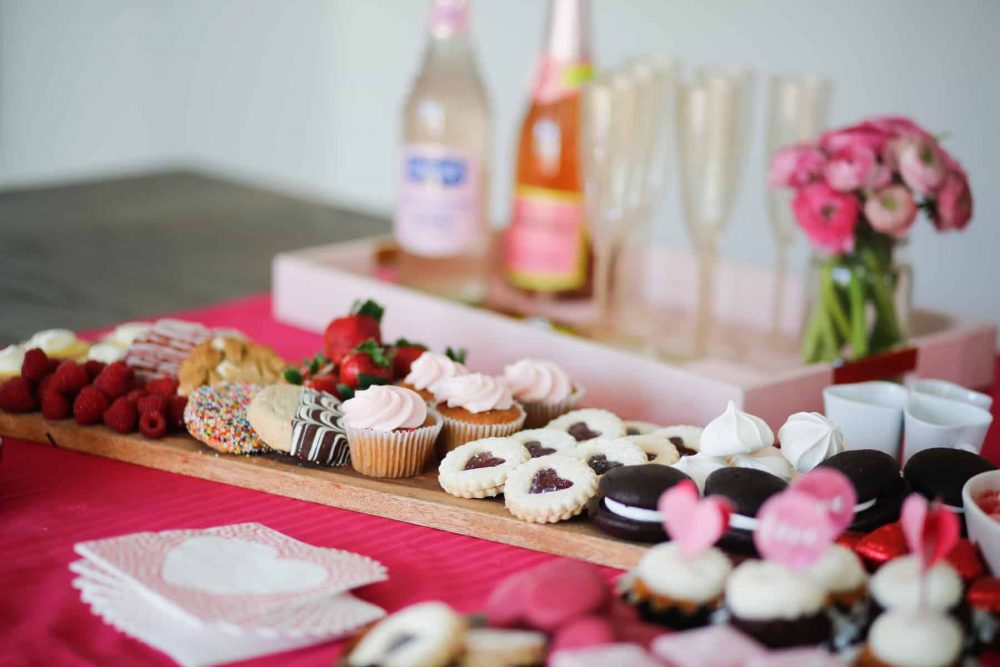 candy and cookies on a board