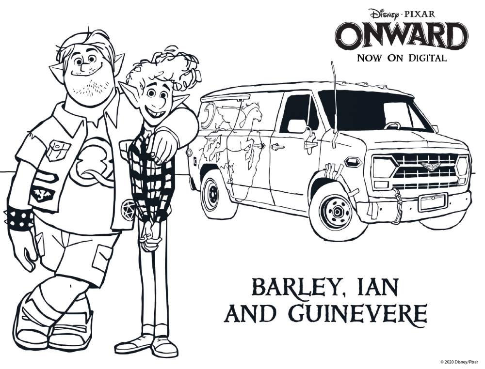 Onward coloring sheet: Barley and Ian