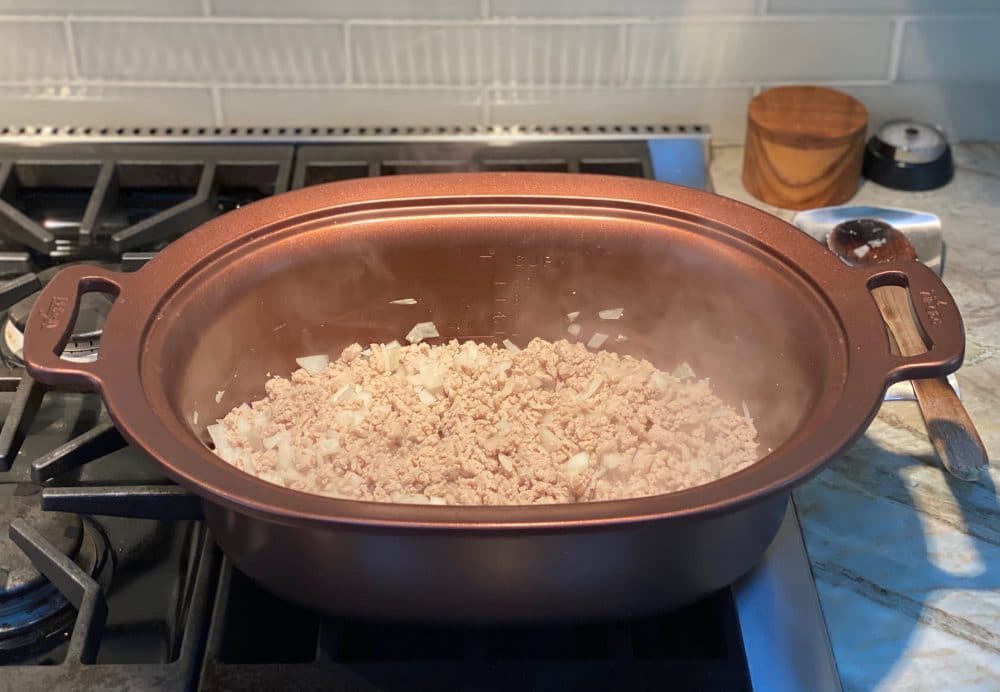 sautéing meat for chili