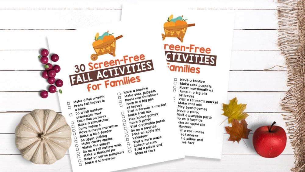 printable sheet of fall activities