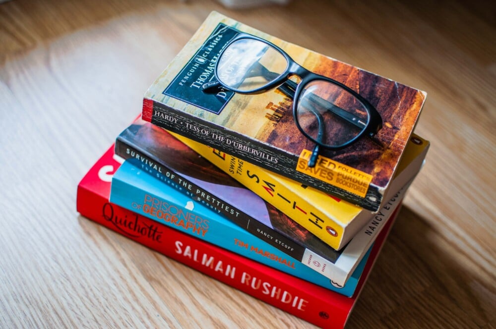 books on a table